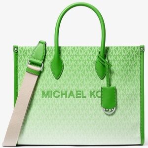 Michael Kors Mirella Small Ombré Signature Logo Crossbody Bag Jungle Green